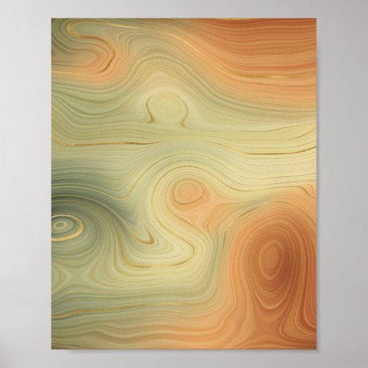 Golden Strata | Peach Burnt Orange Green Agate Poster (Vorne)