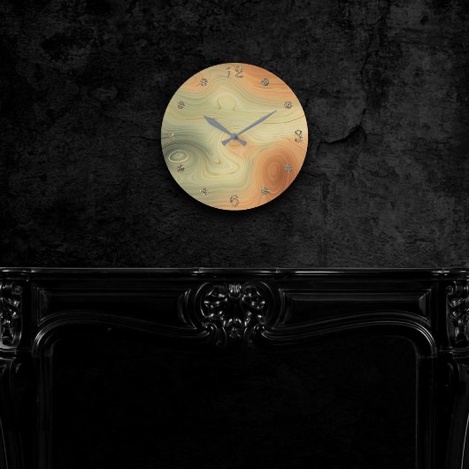 Golden Strata | Peach Burnt Orange Green Agate Runde Wanduhr