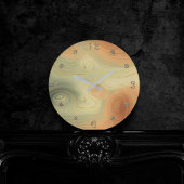 Golden Strata | Peach Burnt Orange Green Agate Runde Wanduhr