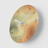 Golden Strata | Peach Burnt Orange Green Agate Runde Wanduhr (Winkel)