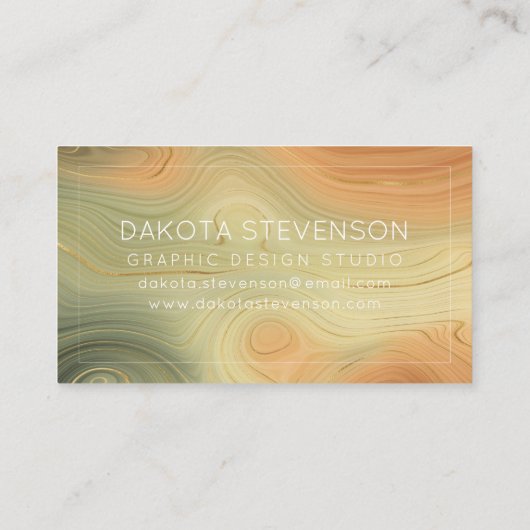 Golden Strata | Peach Burnt Orange Green Agate Visitenkarte (Rückseite)