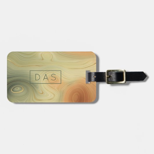 Golden Strata | Peach Orange Green Agate Monogram Gepäckanhänger (Vorderseite horizontal)