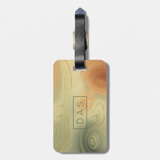Golden Strata | Peach Orange Green Agate Monogram Gepäckanhänger (Rückseite vertikal)