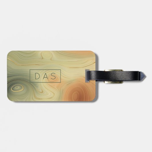 Golden Strata | Peach Orange Green Agate Monogram Gepäckanhänger (Rückseite horizontal)