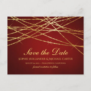 Golden String Lights on Ruby Red Postkarte
