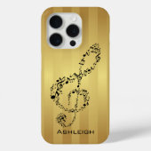 Golden Stripes Black Treble Clef Musiknoten Case-Mate iPhone Hülle (Rückseite)