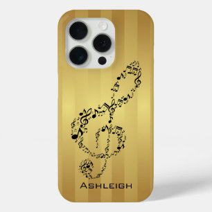 Golden Stripes Black Treble Clef Musiknoten Case-Mate iPhone Hülle