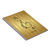 Golden Stripes Black Treble Clef Musiknoten Notizblock (Rechte Seite)
