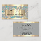 Golden Strokes Gray Glitzer Blauer Marmor Visitenkarte (Vorne/Hinten)