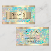 Golden Strokes Marble Beauty Shop Holografisch Visitenkarte (Vorne/Hinten)