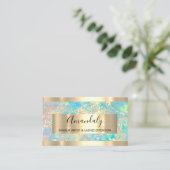 Golden Strokes Marble Beauty Shop Holografisch Visitenkarte (Stehend Vorderseite)