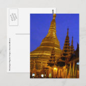 Golden stupa shwedagon Nacht Postkarte (Vorne/Hinten)