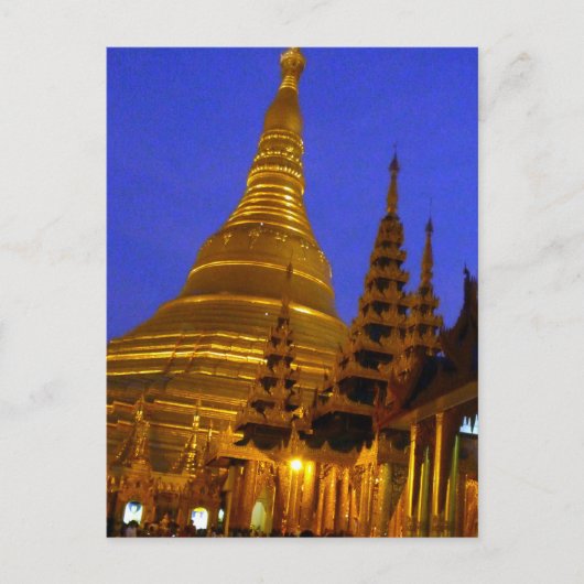 Golden stupa shwedagon Nacht Postkarte (Vorderseite)