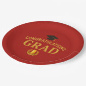 Golden Success Graduation Party Theme - Red & Gold Pappteller (Schrägansicht)