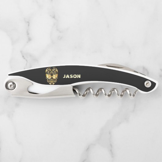 Golden Sugar Skull Kellnermesser (Vorderseite)