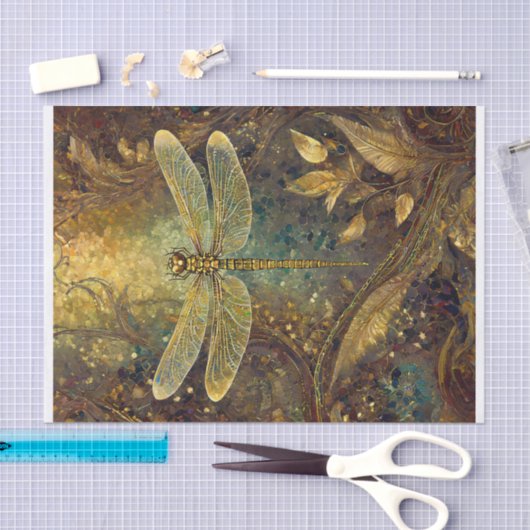 Golden Summer King, Gossamer Dragonfly Seidenpapier (Handwerk)