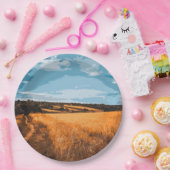 Golden Summer Sunlit Field Rustic Country Nature Pappteller (Party)