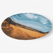 Golden Summer Sunlit Field Rustic Country Nature Pappteller (Schrägansicht)