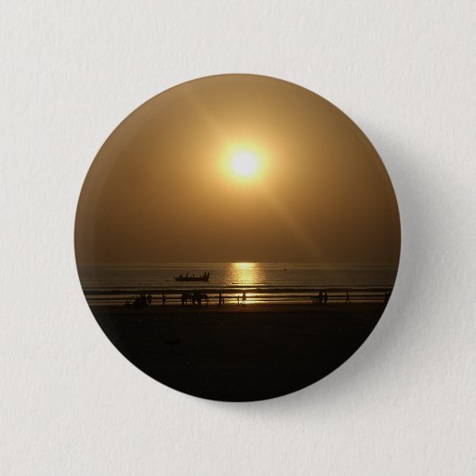 Golden Summer Sunset Reflektion am Strand Button (Vorderseite)