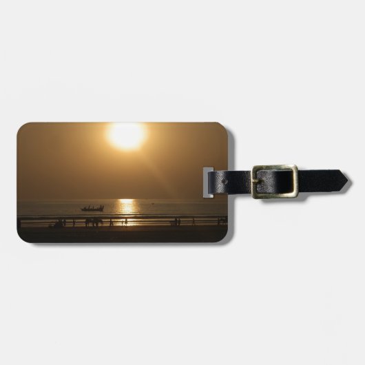 Golden Summer Sunset Reflektion am Strand Gepäckanhänger (Vorderseite horizontal)