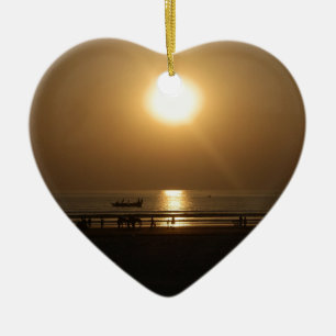 Golden Summer Sunset Reflektion am Strand Keramik Ornament