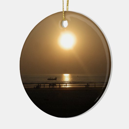 Golden Summer Sunset Reflektion am Strand Keramikornament (Links)