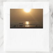 Golden Summer Sunset Reflektion am Strand Rechteckiger Aufkleber (Tasche)