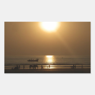 Golden Summer Sunset Reflektion am Strand Rechteckiger Aufkleber