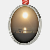 Golden Summer Sunset Reflektion am Strand Silbernes Ornament (Links)