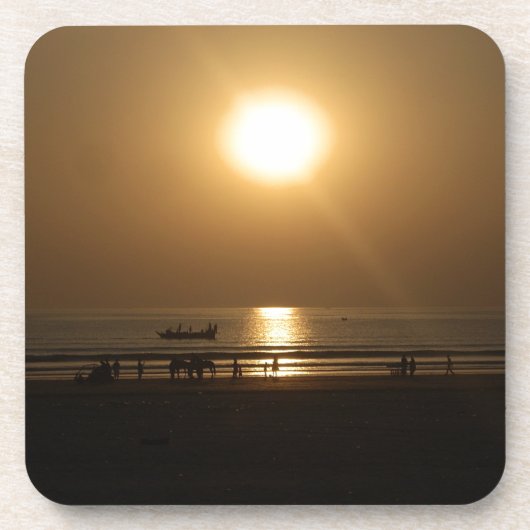 Golden Summer Sunset Reflektion am Strand Untersetzer (Vorderseite)