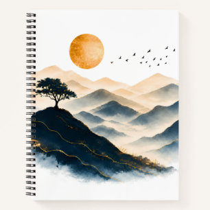 Golden Sun Berglandschaft Spiralblock Notizblock