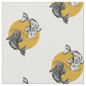 Golden Sun Koi Carps Muster Stoff (Nahaufnahme)