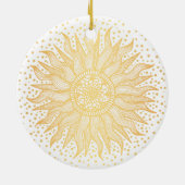 Golden Sun Mandala Confetti Keramik Ornament (Hinten)