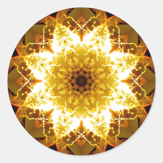 Golden Sun Mandala Runder Aufkleber (Vorderseite)