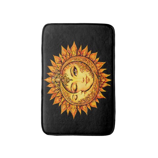 Golden Sun Moon Boho Goddess | Celestial Mandala Badematte (Vorderseite Vertikal)