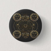 Golden Sun Moon Stars Celestial Astronomie Kunst Button (Vorderseite)
