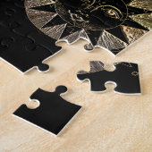 Golden Sun Moon Stars Celestial Astronomie Kunst Puzzle (Seite)