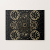 Golden Sun Moon Stars Celestial Astronomie Kunst Puzzle (Horizontal)