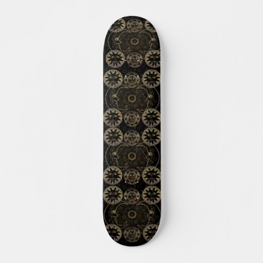 Golden Sun Moon Stars Celestial Astronomie Kunst Skateboard (Vorne)