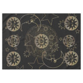 Golden Sun Moon Stars Celestial Astronomie Kunst Tischdecke (Vorderseite (Horizontal))