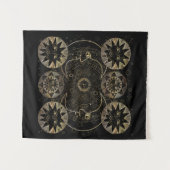 Golden Sun Moon Stars Celestial Astronomie Kunst Wandteppich (Vorderseite (Horizontal))