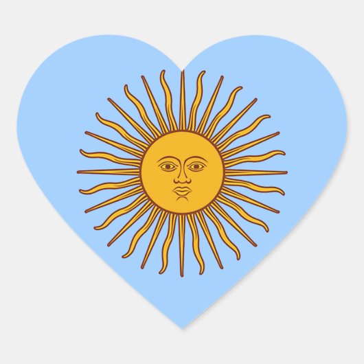 Golden Sun of May Argentinien Flag Herz-Aufkleber (Vorderseite)
