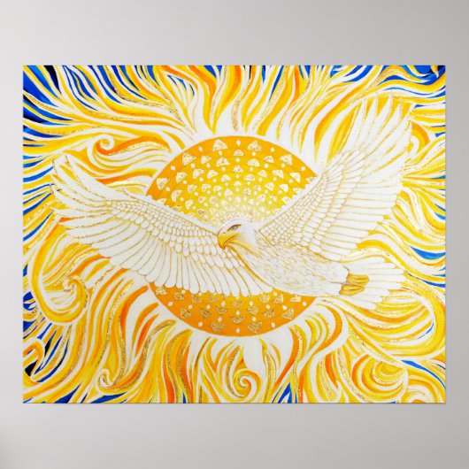 Golden Sun White Eagle Artistic Abstrakt Poster (Vorne)