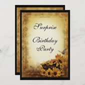 Golden Sunblumen & Schmetterlinge Überraschung Einladung (Vorne/Hinten)