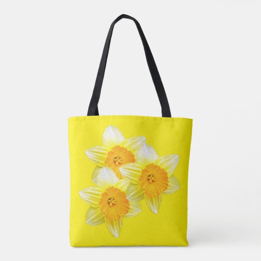 Golden Sunburst Daffodien, Volldrucktasche Tasche (Rückseite)