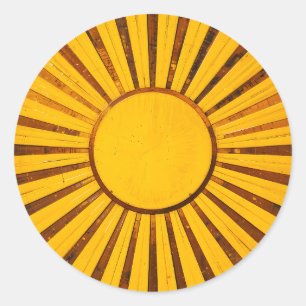 Golden Sunburst Runder Aufkleber