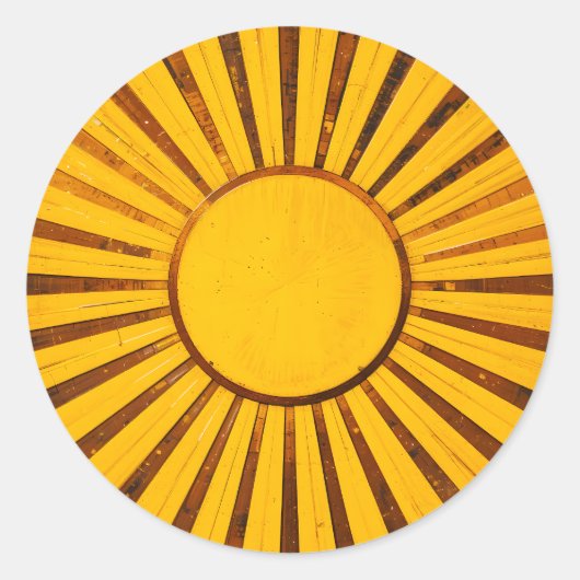 Golden Sunburst Runder Aufkleber (Vorderseite)