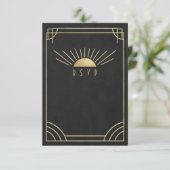 Golden Sunburst wedding RSVP Karte (Stehend Vorderseite)