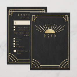 Golden Sunburst wedding RSVP Karte
