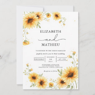 Golden Sunflower Arch Accent Wedding Einladung